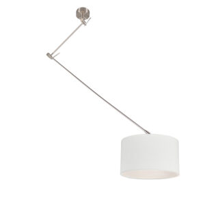 hanglampen Hanglamp staal met kap 35 cm wit verstelbaar Blitz I MetaalStof Wit Strakke moderne metalen pendel witte lampenkap. Het basic design maakt dat de