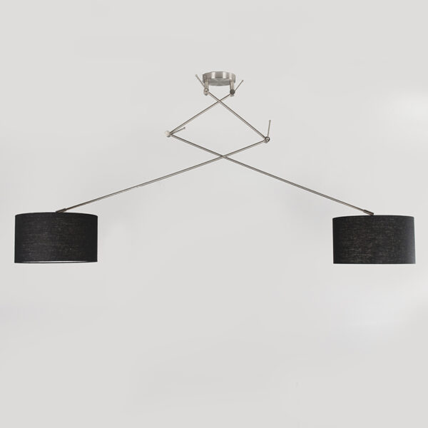 Hanglamp staal met kap 35 cm zwart verstelbaar - Blitz II - Afbeelding 2
