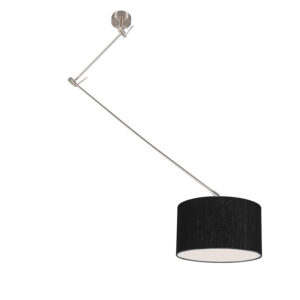 hanglampen Hanglamp staal met kap 35 cm zwart verstelbaar Blitz I MetaalStof Zwart Strakke moderne metalen pendel zwarte lampenkap. Het basic design maakt dat