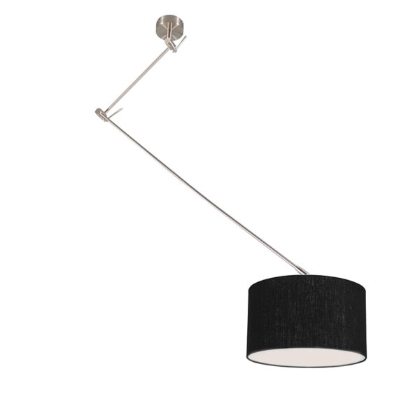 hanglampen Hanglamp staal met kap 35 cm zwart verstelbaar Blitz I MetaalStof Zwart Strakke moderne metalen pendel zwarte lampenkap. Het basic design maakt dat