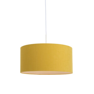 hanglampen Hanglamp wit met gele kap 50 cm Combi 1 MetaalStof Geel Eenvoudige en stijlvolle hanglamp in een gezellige kap. Deze combinatie zorgt voor zomerse