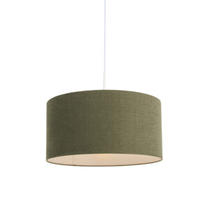 hanglampen Hanglamp wit met groene kap 50 cm Combi 1 StofStaal Groen Eenvoudige en stijlvolle hanglamp in een mos kap. De zorgt voor zachte opvallende look die