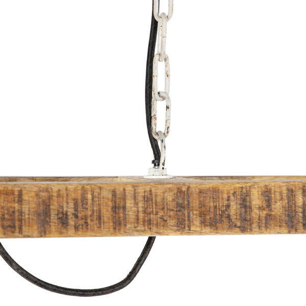 Industriële hanglamp wit met mango hout 2-lichts - Mangoes - Afbeelding 2