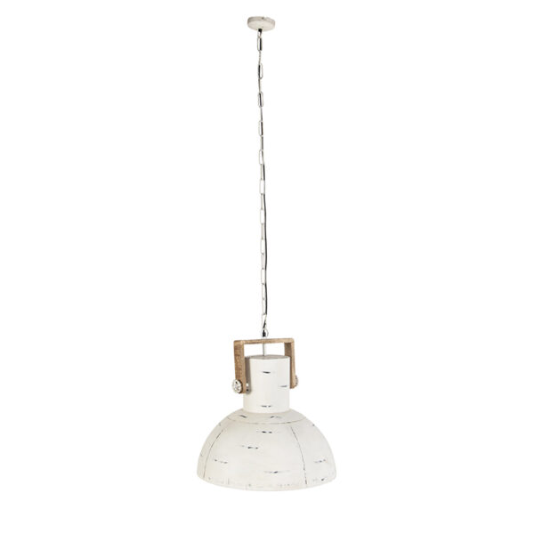 Industriële hanglamp wit met mango hout - Mangoes - Afbeelding 2