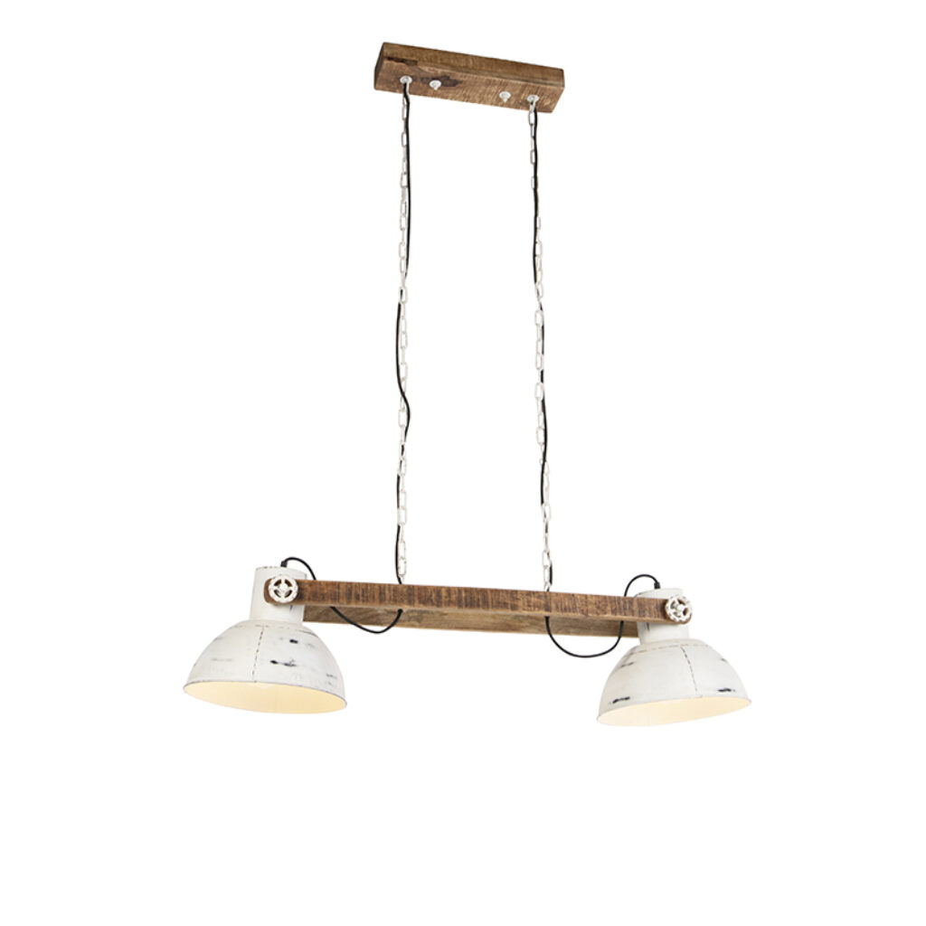hanglampen hanglamp wit met mango hout Mangoes StaalHout Wit Een nostalgisch design in een nieuw De witte kleur het en de afwerking geeft stoere uitstraling.