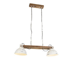 hanglampen hanglamp wit met mango hout Mangoes StaalHout Wit Een nostalgisch design in een nieuw De witte kleur het en de afwerking geeft stoere uitstraling.