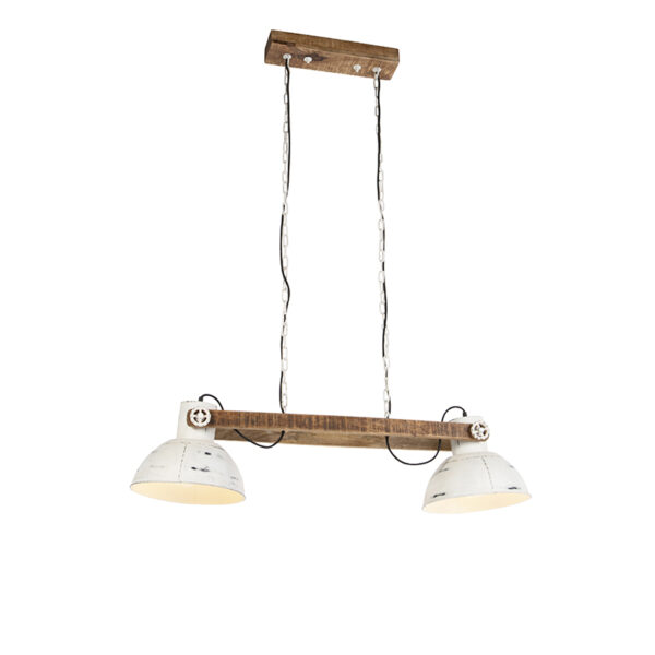 hanglampen hanglamp wit met mango hout Mangoes StaalHout Wit Een nostalgisch design in een nieuw De witte kleur het en de afwerking geeft stoere uitstraling.