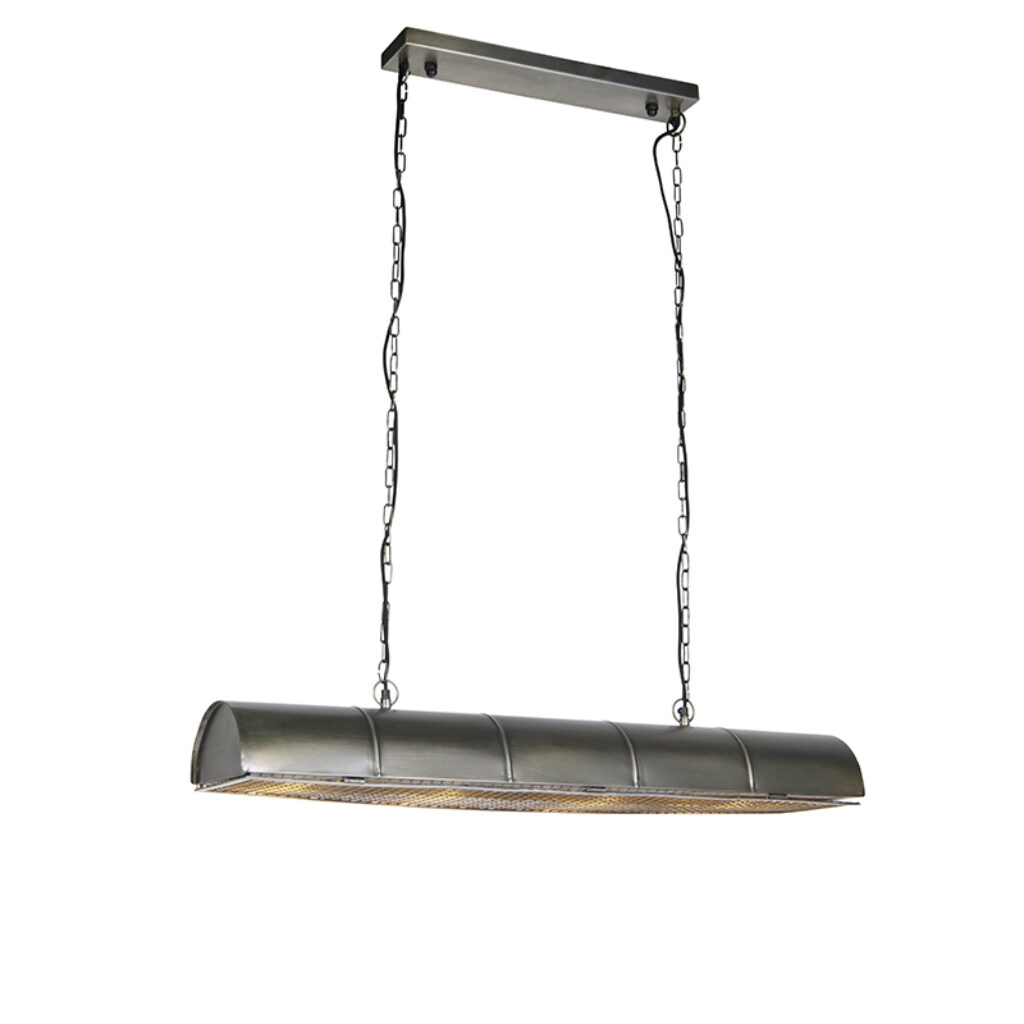 hanglampen hanglamp zilver Barrelo Staal Donkergrijs De is een prachtige die jouw interieur echte look geeft. combinatie van het zink en afgewerkte rooster aan