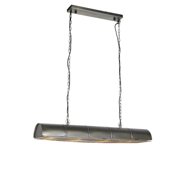 hanglampen hanglamp zilver Barrelo Staal Donkergrijs De is een prachtige die jouw interieur echte look geeft. combinatie van het zink en afgewerkte rooster aan