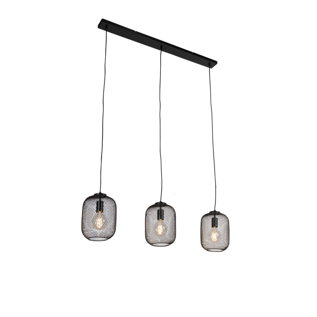 hanglampen hanglamp zwart 110 cm Bliss Mesh Staal Zwart is een opvallende hanglamp. Doordat hij afgewerkt met open kappen je mooi lichteffect op de muren. De