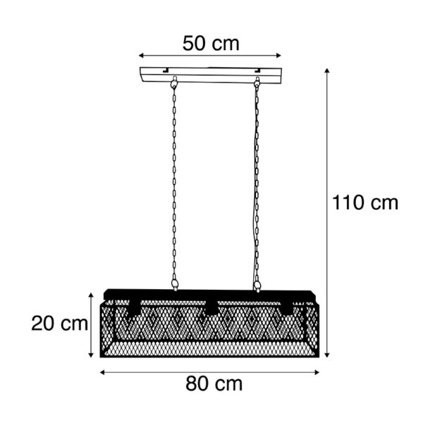 Industriële hanglamp zwart 3-lichts - Cage Robusto - Afbeelding 3