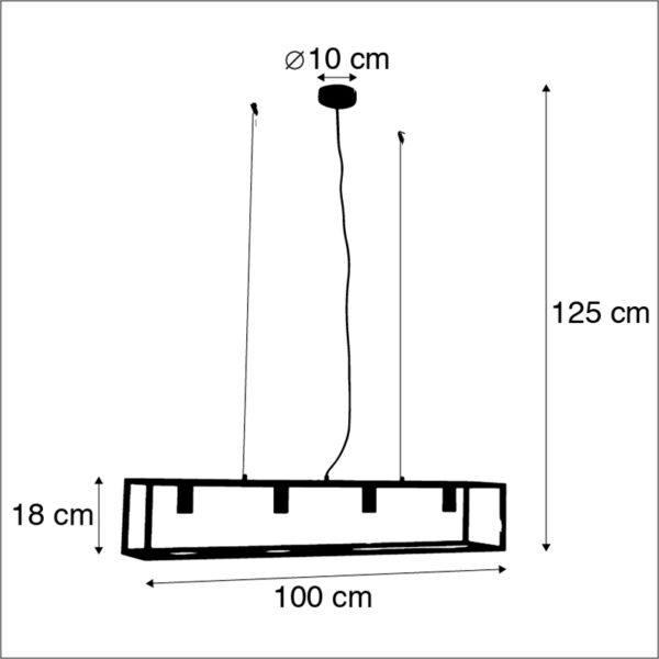 Industriële hanglamp zwart - Cage 4 - Afbeelding 3