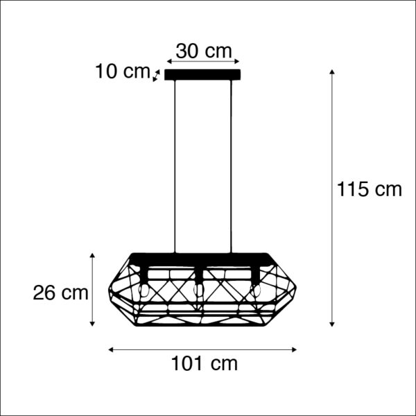 Industriële hanglamp zwart 3-lichts - Carcass - Afbeelding 3