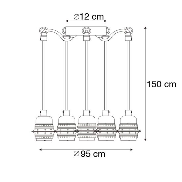 Industriële hanglamp zwart 5-lichts - Cava - Afbeelding 3