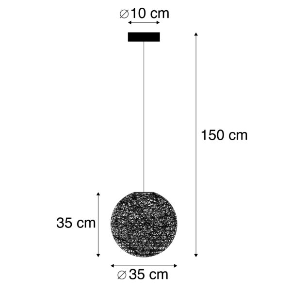 Hanglamp zwart 35 cm - Corda - Afbeelding 3