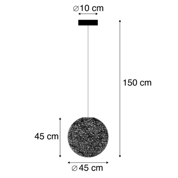 Hanglamp zwart 45 cm - Corda - Afbeelding 3