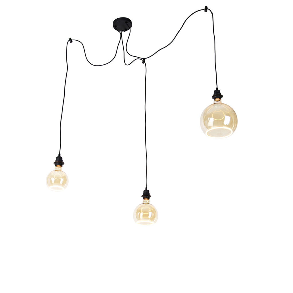 hanglampen Hanglamp zwart incl. deco G125 en G150 G200 Cava Staal Zwart