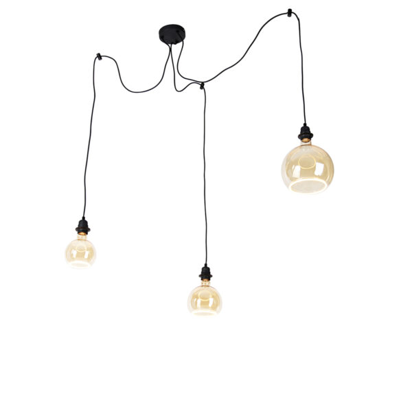 hanglampen Hanglamp zwart incl. deco G125 en G150 G200 Cava Staal Zwart