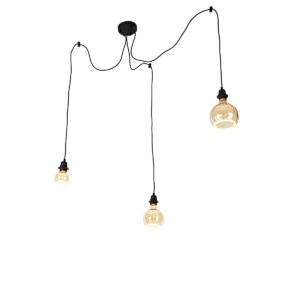 hanglampen Hanglamp zwart incl. deco G80 G125 en G150 Cava Staal Zwart