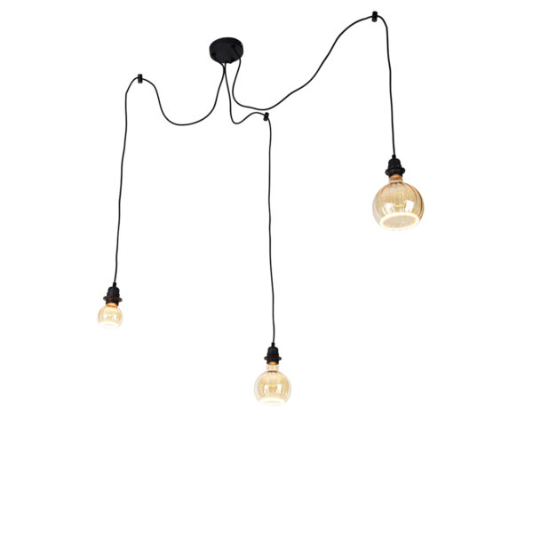 hanglampen Hanglamp zwart incl. deco G80 G125 en G150 Cava Staal Zwart