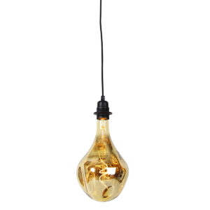 hanglampen Hanglamp zwart dimbaar incl. LED amber Cava Luxe Metaal Zwart