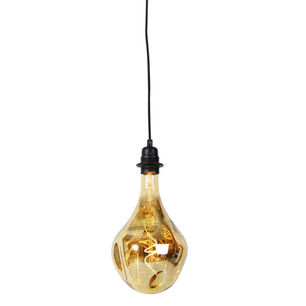 hanglampen Hanglamp zwart dimbaar incl. LED amber Cava Luxe Metaal Zwart