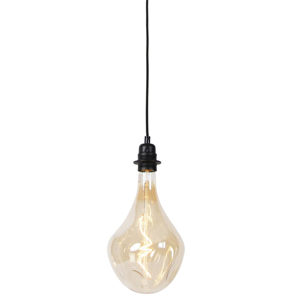 hanglampen Hanglamp zwart dimbaar incl. LED goud Cava Luxe Staal Zwart