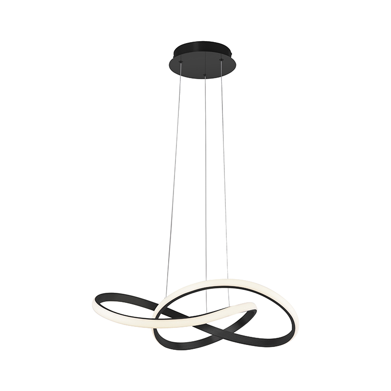 hanglampen Hanglamp zwart 57 cm dimbaar incl. LED Viola Due StaalKunststof Zwart Haal een echte eyecatcher in huis met deze Deze design hanglamp is gemaakt van