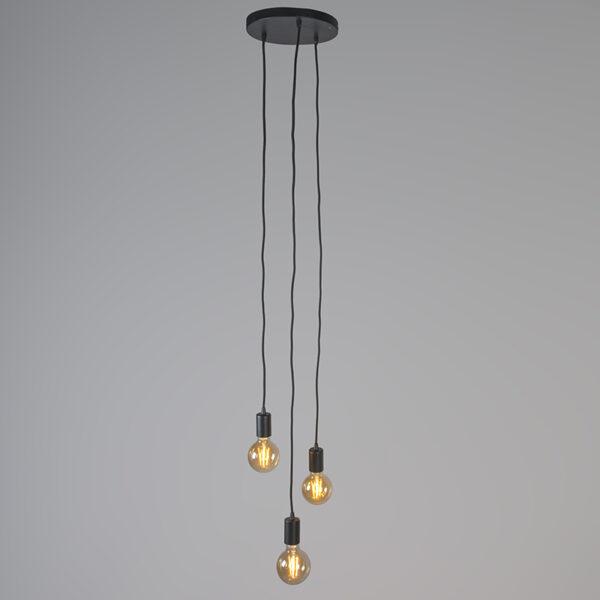 Industriële hanglamp zwart 3-lichts - Facil - Afbeelding 2