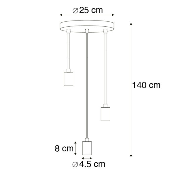 Industriële hanglamp zwart 3-lichts - Facil - Afbeelding 3