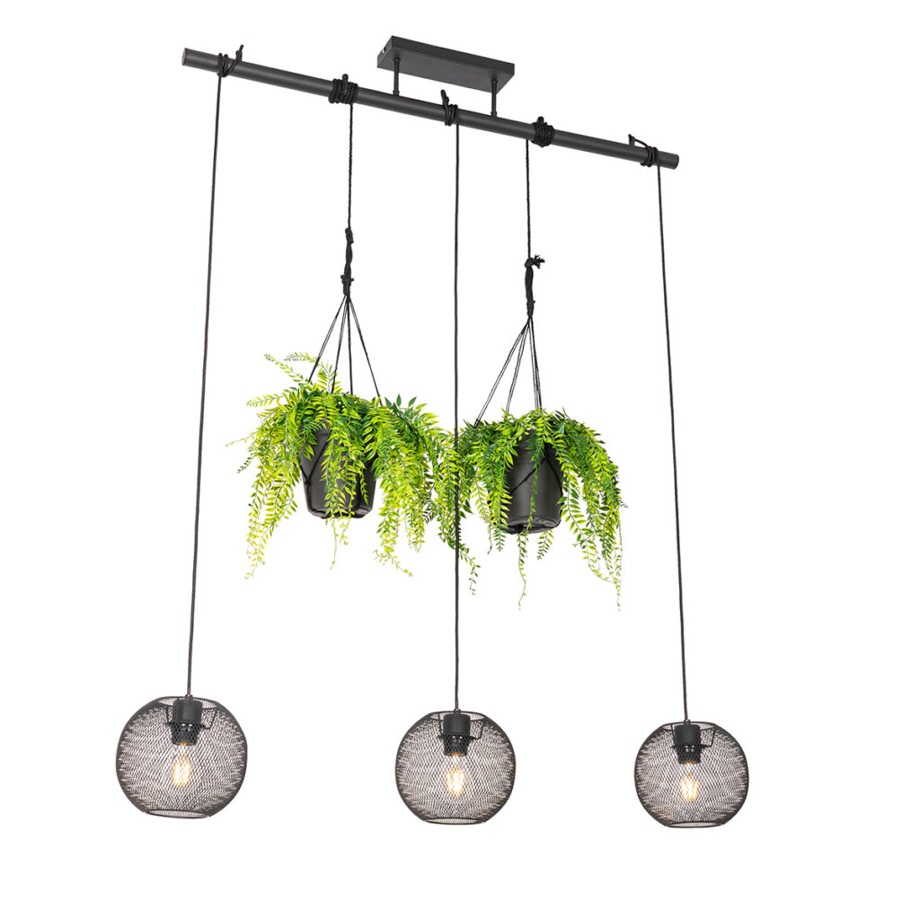 hanglampen hanglamp zwart Flor Staal Zwart Een lamp waar je ook nog eens planten in kan Is dat even ideaal. heeft plek voor twee van groene vrienden. De zwarte