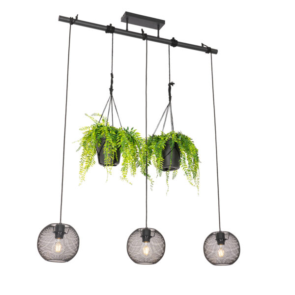 hanglampen hanglamp zwart Flor Staal Zwart Een lamp waar je ook nog eens planten in kan Is dat even ideaal. heeft plek voor twee van groene vrienden. De zwarte