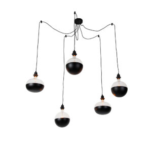 hanglampen Hanglamp zwart incl. Kopspiegel dimbaar Cava Luxe Staal Zwart