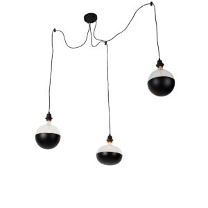 hanglampen Hanglamp zwart incl. Kopspiegel dimbaar Cava Luxe Staal Zwart