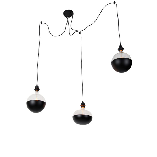 hanglampen Hanglamp zwart incl. Kopspiegel dimbaar Cava Luxe Staal Zwart
