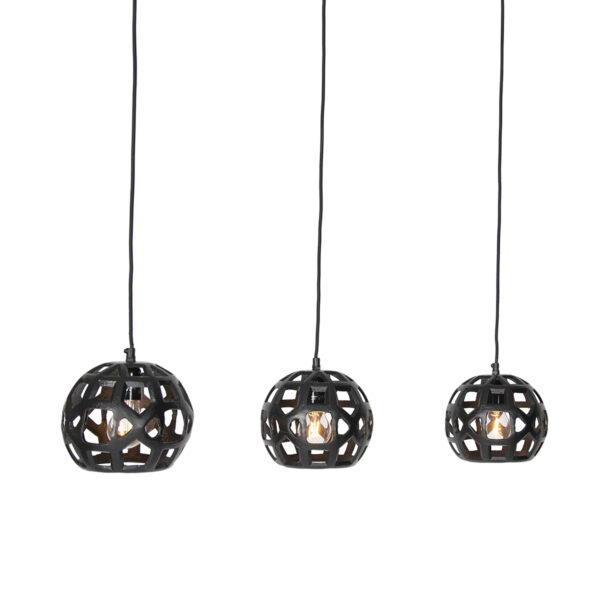 Industriële hanglamp zwart langwerpig 3-lichts - Bobby - Afbeelding 2