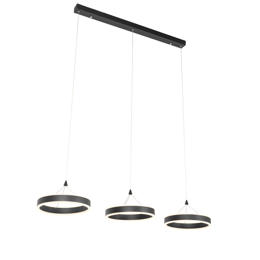 hanglampen Hanglamp zwart langwerpig incl. LED dimbaar Lyani AluminiumStaalKunststof Zwart Soms hoeft een lamp niet veel poespas te zijn om perfect in je