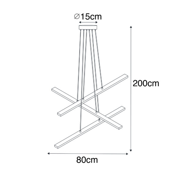 Hanglamp zwart incl. LED 3-staps dimbaar 6-lichts - Jolanta - Afbeelding 3
