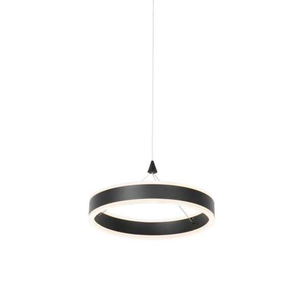hanglampen Hanglamp zwart 30 cm incl. LED dimbaar Lyani StaalKunststofAluminium Zwart Haal een echte design lamp in huis met onze Lyani. De ronde ringen aan de