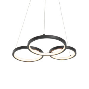 hanglampen Hanglamp zwart incl. LED dimbaar Rondas AluminiumKunststofStaal Zwart Moderne hanglamp zorgt met haar 3 lichtcirkels voor een prachtig lichteffect in