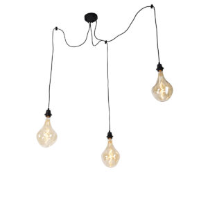 hanglampen Hanglamp zwart incl. LED goud dimbaar Cava Luxe Staal Oranje