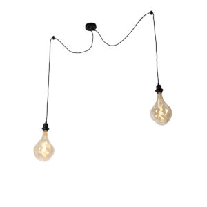 hanglampen Hanglamp zwart incl. LED goud dimbaar Cava Luxe Staal Zwart