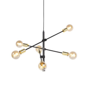 hanglampen hanglamp zwart en messing 78 cm Sydney Bondi Staal Dit is wel een hele bijzondere de met look. De armen van lamp zijn ook nog eens draaibaar waardoor