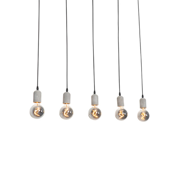 Hanglamp zwart met beton 5-lichts - Pedra - Afbeelding 2