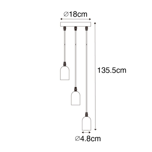 Industriële hanglamp zwart met beton rond 3-lichts - Pedra - Afbeelding 3