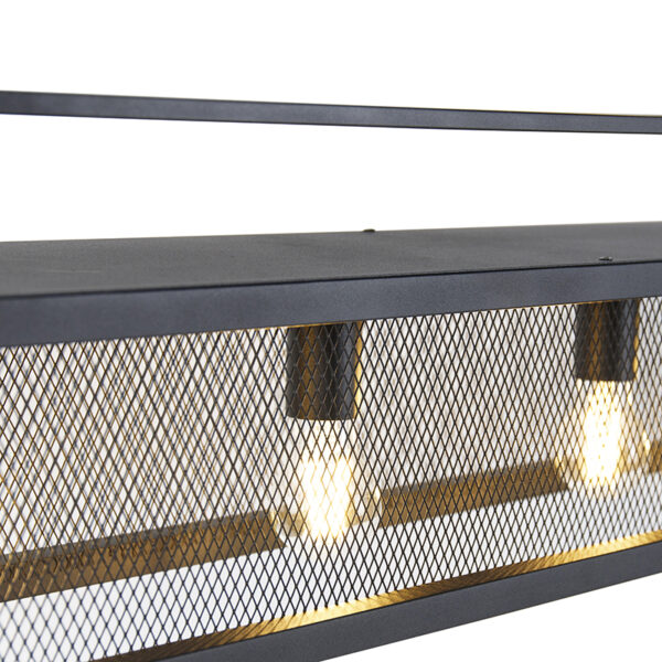 Industriële hanglamp zwart met gaas 4-lichts - Cage Rack - Afbeelding 2