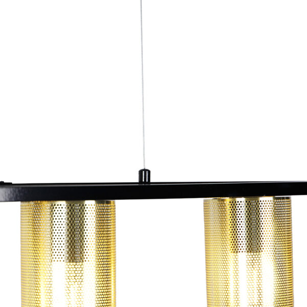 Industriële hanglamp zwart met goud 4-lichts - Cage Tess - Afbeelding 2