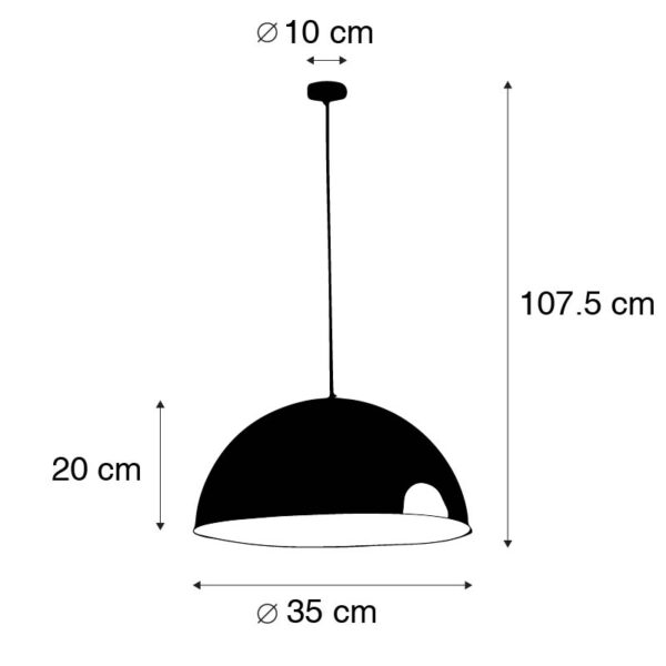 Industriële hanglamp zwart met goud 35 cm - Magna Eco - Afbeelding 3