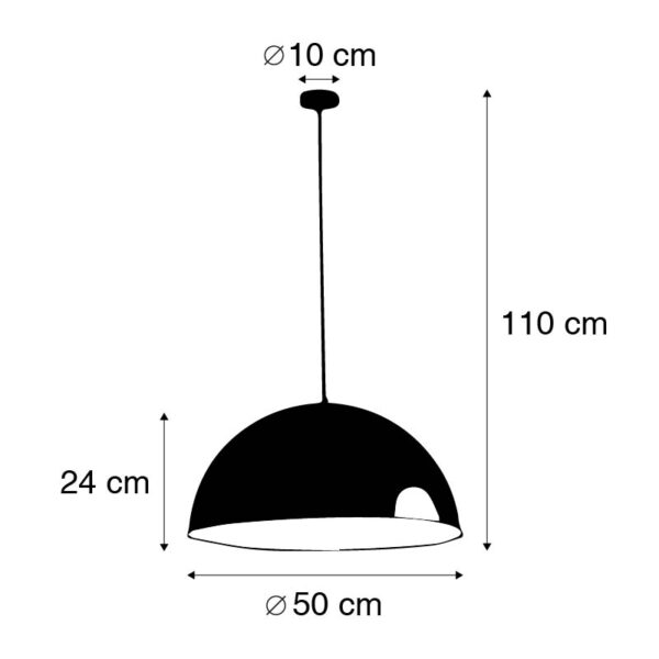 Industriële hanglamp zwart met goud 50 cm - Magna Eco - Afbeelding 3