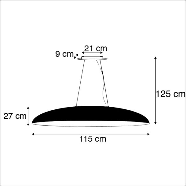 Industriële hanglamp zwart met goud 115 cm - Magna - Afbeelding 3
